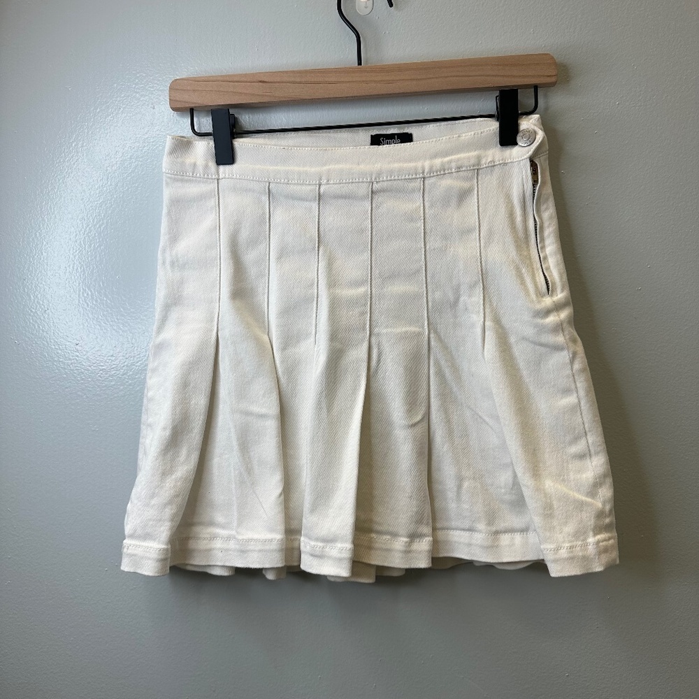 Simple Society White Academia Preppy Pleated Mini Skirt Size Small